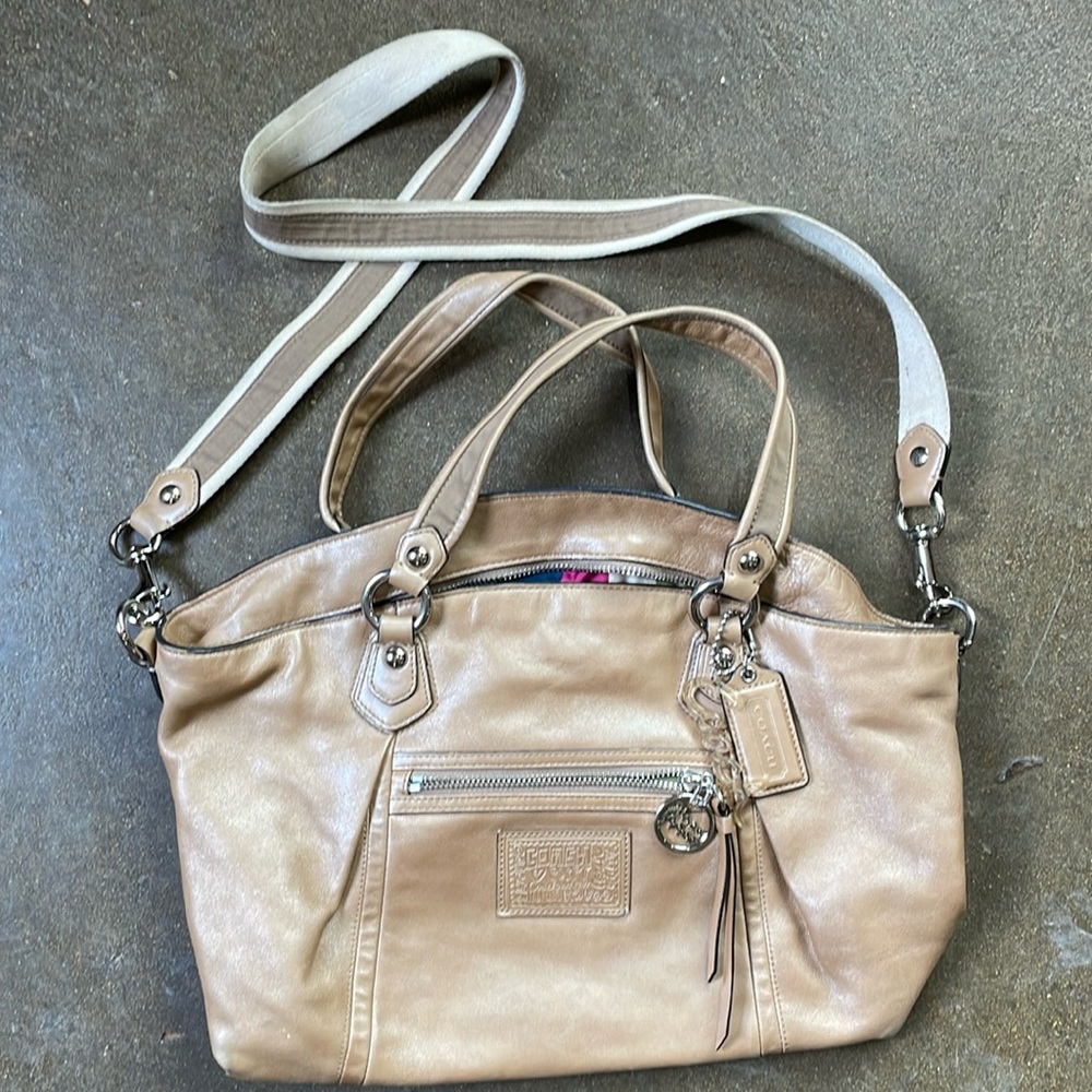 Authentic Coach Poppy Shimmer Leather Rocker Purse